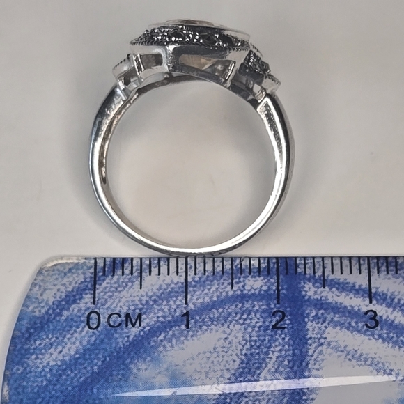 925 Silver Ring Citrine look stone with Marcasite accent stones - Picture 6 of 6